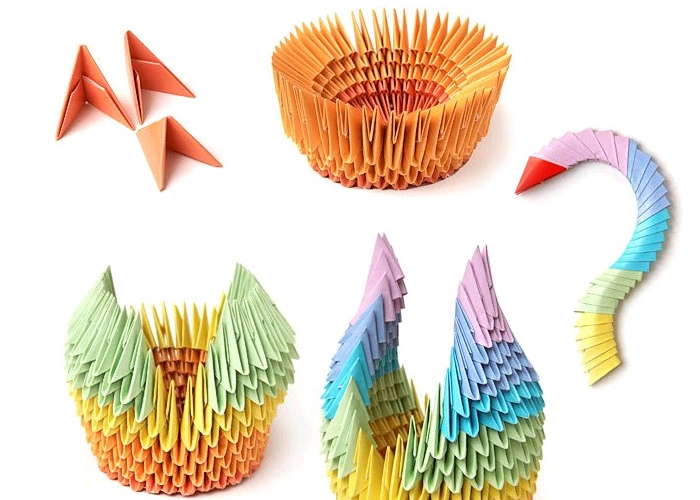 Vacker svan i origami teknik