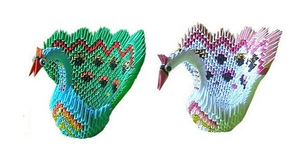 Stammen och bladet är skapade av vanligt färgat papper med hjälp av tekniken av klassisk origami